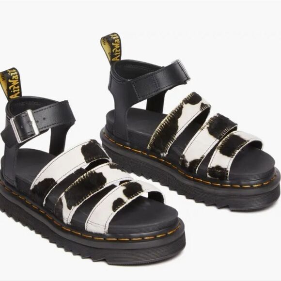 BRAN NEW DR.MARTENS BLAIR GENUINE CALF HAIR WOMEN SANDAL - Picture 1 of 16